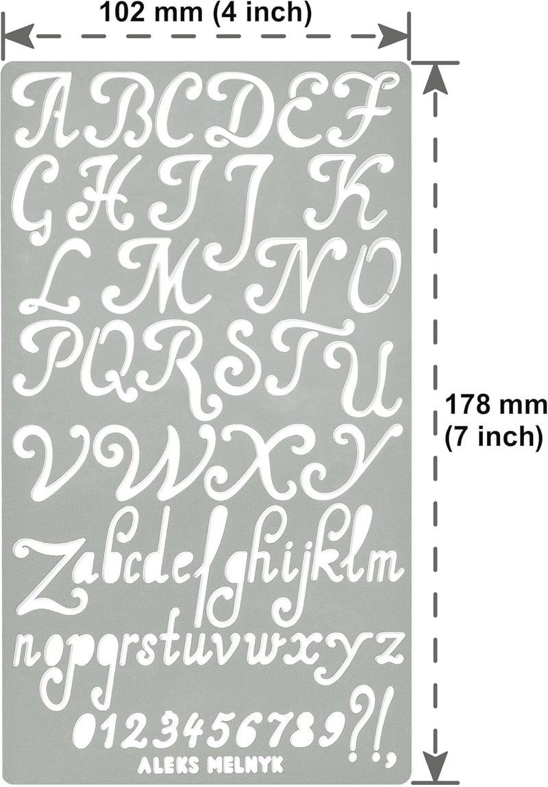 Aleks Melnyk No.34 Metal Stencils, Pyrography, Wood Burning kit 3 PCS Templates, Letters Stencils for Engraving Wood and Patterns, Alphabet and Number, Lettering, Letting, Bullet Journaling - Image 2